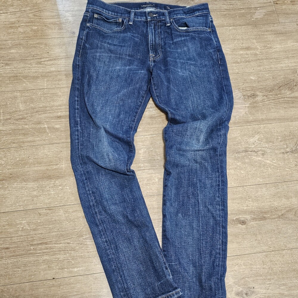 Lucky Brand 121 Slim Straight Jeans Blue Dark Wash Denim Pants Mens 32x32